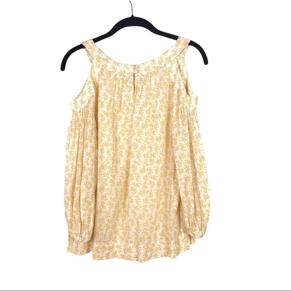 Anthropologie Meadow Rue Yellow Floral Pyracantha Cold Shoulder Top Size 0 - Picture 3 of 6